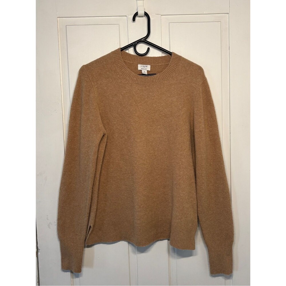 J.Crew Extra Soft Camel Crewneck Acrylic Wool Blend Sweater Classic Knit
